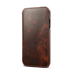 Wewoo Housse Coque Etui à rabat horizontal en cuir de vachette couleur grain de cire Oil Max pour iPhone XRavec emplacements cartes et portefeuille brun