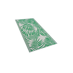 Beliani Tapis extérieur vert au motif feuilles de palmier 60 x 105 cm KOTA