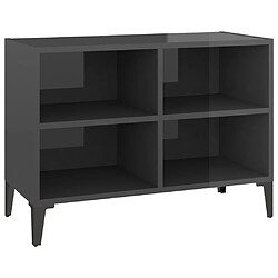 vidaXL Meuble TV avec pieds en métal Gris brillant 69,5x30x50 cm