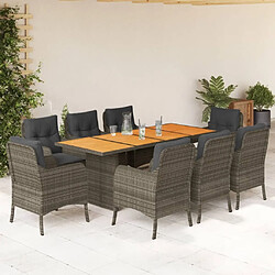 Maison Chic Ensemble à manger d'extérieur 9 pcs avec coussins,Salon de jardin gris résine tressée -GKD651480