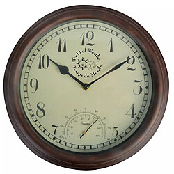 Decoshop26 Horloge murale de station avec thermomètre 30,5 cm TF007 DEC022206