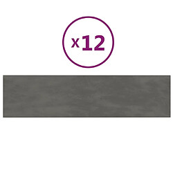 vidaXL Panneaux muraux 12 pcs Gris foncé 60x15 cm Velours 1,08 m²