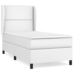 vidaXL Sommier à lattes de lit avec matelas Blanc 90x190 cm Similicuir