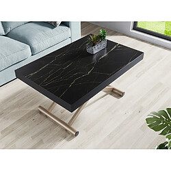 Inside 75 Table relevable extensible ACTIVA+ 120(214) x 80 x 38(77) cm pied bronze plateau céramique noir