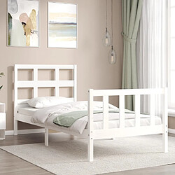 Avis Maison Chic Lit adulte - Cadre Structure de lit avec tête de lit Contemporain blanc 90x200 cm bois massif -MN48379