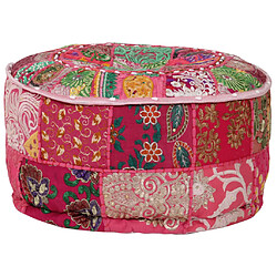 Avis vidaXL Pouf rond en coton en patchwork fait à la main 40 x 20 cm Rose