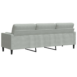 Acheter vidaXL Canapé 3 places avec oreillers gris clair 210 cm velours