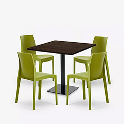 Avis Grand Soleil Ensemble 1 Table Horeca 90x90cm et 4 Chaises Empilables Restaurant Bar Cuisine Jasper - Anis vert