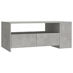 vidaXL Table basse gris béton 102x55x42 cm bois d'ingénierie