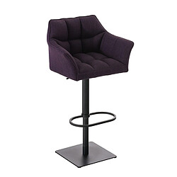 Decoshop26 Tabouret de bar chaise haute de comptoir couture carrées assise en tissu violet cadre en métal noir 10_0004697