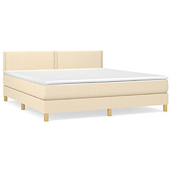 Maison Chic Lit adulte- Lit + matelas,Sommier à lattes de lit avec matelas Crème 160x200 cm Tissu -GKD46670