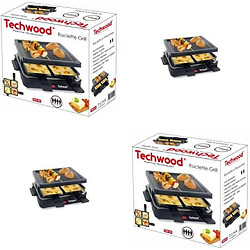 Techwood Appareil à raclette + Grill de cuisson démontable pour 4 personnes NOIRE haute qualité 