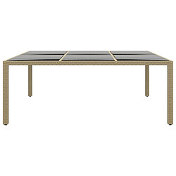 Maison Chic Table de jardin | Table d'extérieur 200x150x75 cm Verre trempé/résine tressée Beige -GKD99826