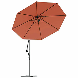 Acheter Maison Chic Parasol Jardin | Parasol déporté à LED et mat en acier Terre cuite - GKD11734