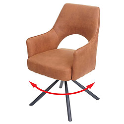 Decoshop26 Chaise de salle à manger fauteuil rotatif en tissu aspect daim marron 04_0006333