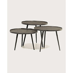 UNIQKA Soccoro - Table basse ronde gigogne en métal noir