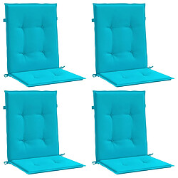 vidaXL Coussins de chaise à dossier bas lot de 4 turquoise tissu