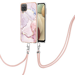 Coque en TPU en marbre, antichoc, électroplaqué, avec cordon or rose 005 pour votre Samsung Galaxy A12