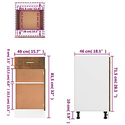 vidaXL Armoire de plancher à tiroir Chêne fumé 40x46x81,5 cm Bois pas cher