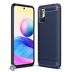 Htdmobiles Coque silicone gel carbone pour Xiaomi Redmi Note 10 5G + film ecran - BLEU FONCE