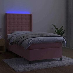 Avis Maison Chic Lit adulte- Lit + matelas + LED,Sommier à lattes de lit matelas et LED Rose 90x200 cm Velours -GKD21467