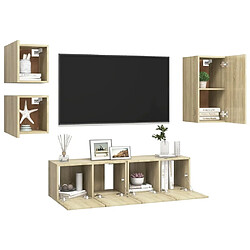 Avis Maison Chic Ensemble de meubles TV 5 pcs | Banc TV Moderne pour salon | Meuble de Rangement - Chêne sonoma Aggloméré -MN16722