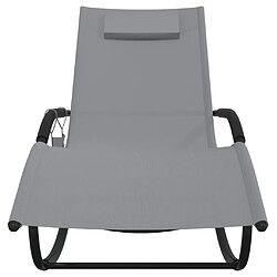 Helloshop26 Transat chaise longue bain de soleil lit de jardin terrasse meuble d'extérieur 147 cm à bascule gris acier et textilène 02_0012970