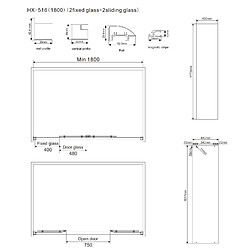 Avis Kiamami Valentina PORTE DE DOUCHE 180 CM GIADA 2 PORTE FIXES 80 CM VERRE TRANSPARENT