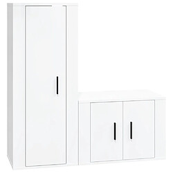 vidaXL Ensemble de meubles TV 2 pcs blanc brillant bois d'ingénierie