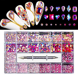 Avis Strass 3D Diamant Gem Nail Art Décor DIY Artisanat Fabrication De Bijoux Rouge + Rose