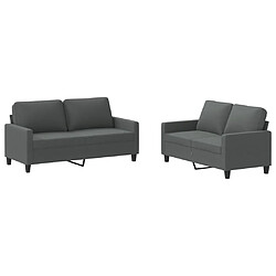 Maison Chic Ensemble de canapés 2 pcs avec coussins, Canapé droit Sofa pour Salon Gris foncé Tissu -GKD113586