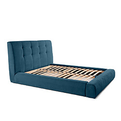 Lisa Design Onyx - lit coffre - 140x190 cm - en velours côtelé - sommier inclus Onyx - lit coffre - 140x190 cm - en velours côtelé - sommier inclus - Bleu