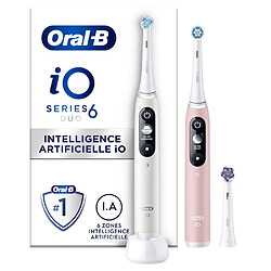 Oral-B iO 6 - Duo - Blanche et Rose - Brosses À Dents Électriques connectées