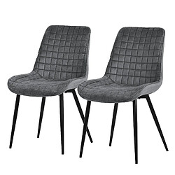 ML-Design Lot de 2 Chaises de Salle à Manger, Anthracite, Assise en Velours avec Pieds Métalliques Noirs