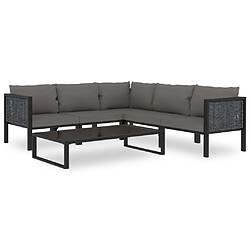 vidaXL Salon de jardin 6 pcs avec coussins résine tressée anthracite