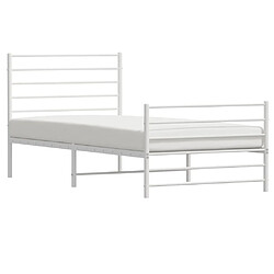 Acheter vidaXL Cadre de lit métal sans matelas avec pied de lit blanc 90x200cm