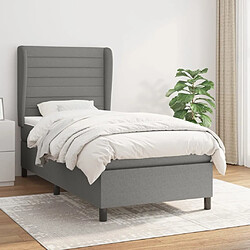 Maison Chic Lit Adulte - Lit simple Lit à sommier tapissier et matelas moelleux - Meuble de Chambre - Gris foncé 90x190 cm Tissu -MN31219