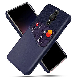 Coque en TPU + PU avec porte-carte bleu pour votre Sony Xperia Pro-I