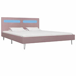 Maison Chic Lit adulte - Cadre de lit avec LED,Structure du lit Contemporain Rose Tissu 180 x 200 cm -MN24258