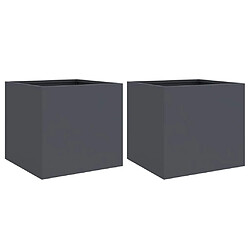 vidaXL Jardinières 2 pcs anthracite 32x30x29 cm acier