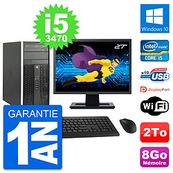 PC Tour HP Pro 6300 CMT Ecran 27" i5-3470 RAM 8Go Disque Dur 2To Windows 10 Wifi - Occasion