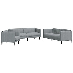 vidaXL Ensemble de canapés 3 pcs gris clair tissu