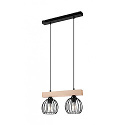 Lumière Suspension Sienna Bois,acier Noir 2 ampoules 100cm