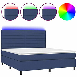 Maison Chic Lit adulte- Lit + matelas,Sommier à lattes de lit et matelas et LED Bleu 180x200 cm Tissu -GKD39843