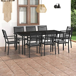 Maison Chic Salon de jardin de salle à manger 9 pcs,Table et Chaises d'extérieur,Mobilier de jardin Acier -MN69656