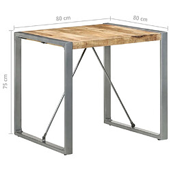 Maison Chic Table de salle à manger,Table à dîner 80x80x75 cm Bois de manguier brut -GKD74156 pas cher