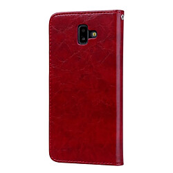 Avis Wewoo Etui à rabat horizontal en cuir de texture Business Style Oil Wax pour Galaxy J6 +, avec support, logements pour cartes et portefeuille (rouge)