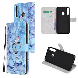 Etui en PU impression de motif texture croisée avec sangle papillon et fleur pour votre Huawei P40 Lite E/Y7p