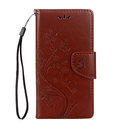 Wewoo Coque marron pour Wiko Lenny3 Étui en cuir à rabat avec motif de fleurs pressées Max avec support et Slots de cartes Portefeuille