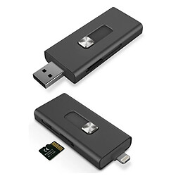 Totalcadeau Lecteur de cartes multi-usages compatible Apple Lightning, USB 2.0 et Micro SD pas cher